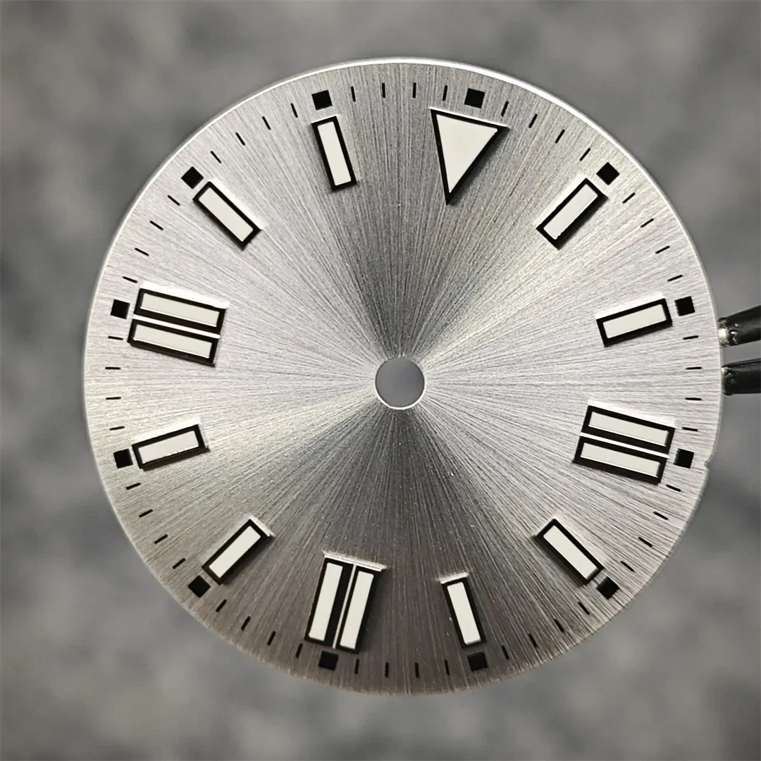 28.5mm Watch Dial Sunray Texture Dial Double Strips Nails Green Luminous Watch Faces for NH35/ 8215/ 2813/ 2836 Movements