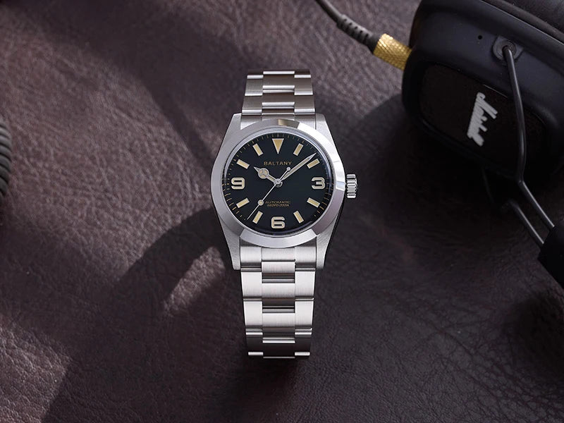 Baltany 36MM Explorer Watch Man S4056 NH38 Automatic Mechanical Watch  Waterproof 20Bar Stainless Steel Bracelet Retro Watches