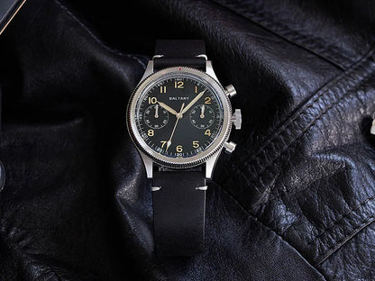 Baltany Military Chronograph Man S5054 Retro Style Quartz Watch Leather Strap Sapphire Glass 5ATM Waterproof Multifunction Watch