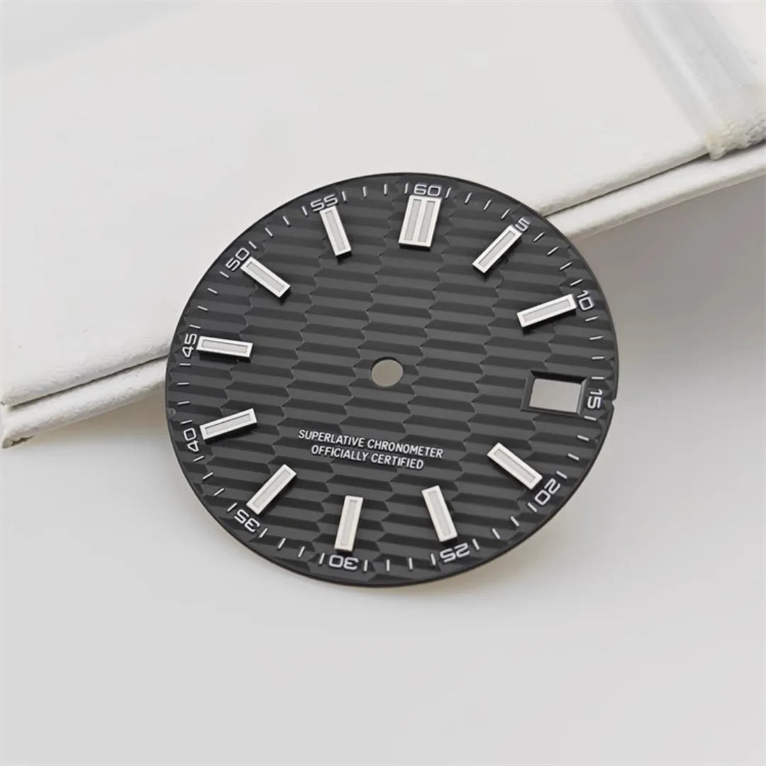 28.5mm Watch Dial Metallic Texture Surface DIY Log Dial BGW9 Blue Green Luminous Watch Faces Watch Accessories for NH35 Movement