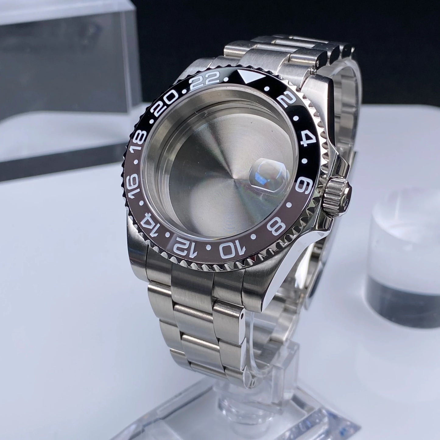 Sub Watch Case NH35 sliver 40mm GMT/SUB 120 clicks Stainless Steel Sapphire Glass fit nh34 nh35 nh36 movement 28.5mm Date Dial