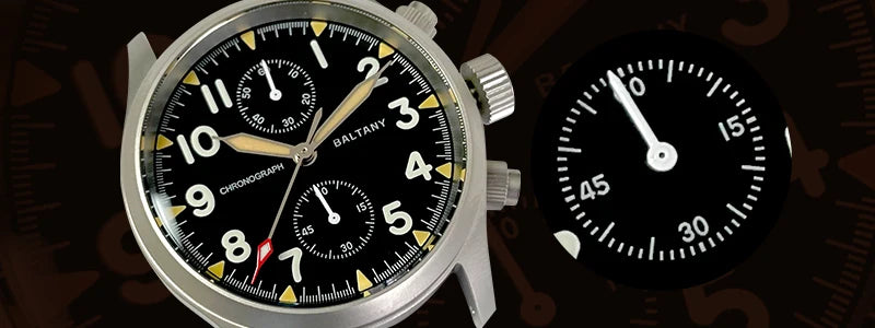 Customizable Baltany Chronograph Watch S5033 39MM Military Quartz Watch VK61  AR Sapphire 100M Waterproof  Swiss Lume