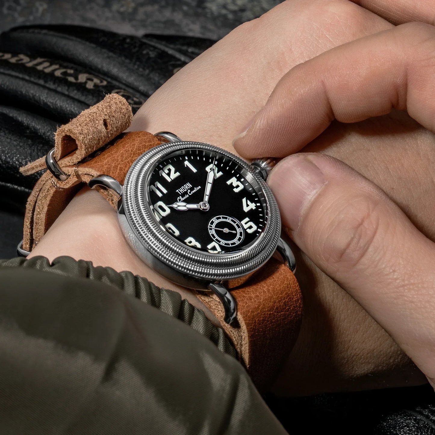 THORN T013 36mm Vintage Pilot Watch ST1700 Manual winding Sub Second Swiss luminous Sapphire