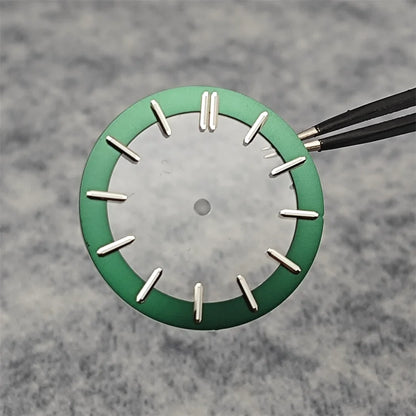 31.8MM Watch Dial Green Luminous Transparent Film No Calendar Window No Date Watch Faces Modified Accessories for NH70 Movement