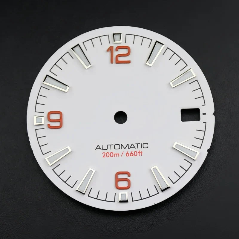 Quality Sea 600m Style Watch Dial With C3 Bgw9 Green Blue Luminous For Nh35 Nh36 Mechanical Movement Skx007 Case 28.5mm Dial