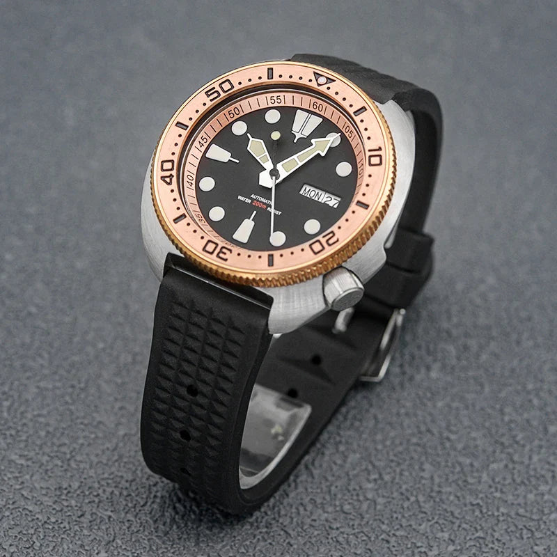 Sterile Albalone Turtle Watch  Golden ceramic bezel SKX6105 6309 NH36A sapphire 20Bar