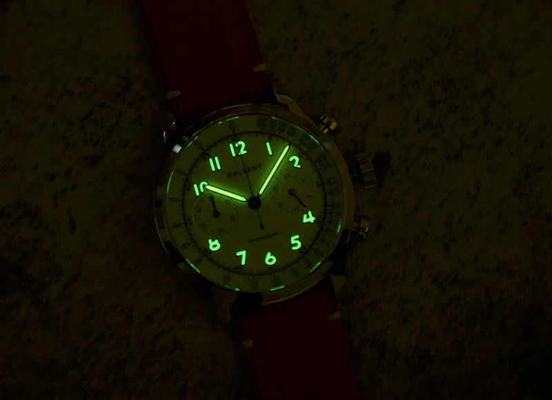 Baltany S5034 Quartz Chronograph Wristwatches 39mm Sapphire Crystal Panda Dial StainlessSteel Retro Super Luminous Vintage Watch