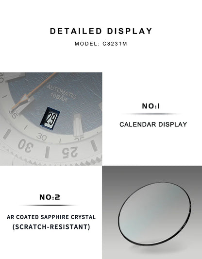 Cadisen C8231 Diver Watch Meteorite Dial 38.5MM 10Bar Miyota 8215 Automatic AR Sapphire