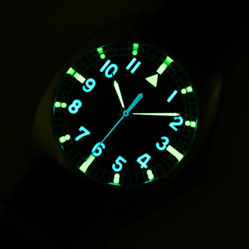 Baltany W10 Military Watch 36mm Calendar Super Luminous Leather Sapphire Stainless Steel NH35 Automatic Mechanical Wristwatches