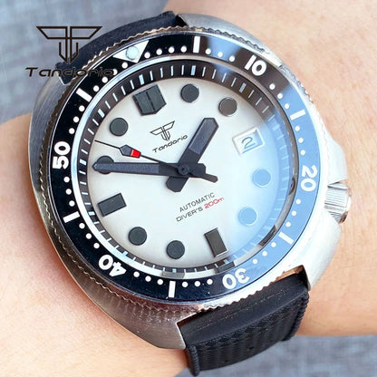 Tandorio Captain NH35A 44mm 200m Diving watch Sapphire Brushed Ceramic TD237