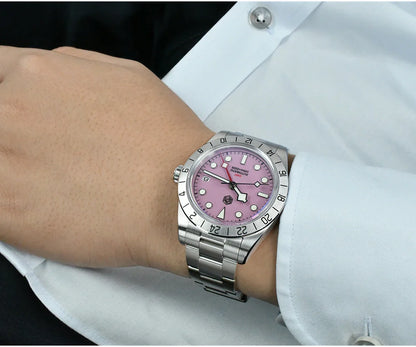 San Martin SN0054G GMT Pink Dial BB  39mm NH34 Automatic Watch 10Bar AR Sapphire BGW9 Lume