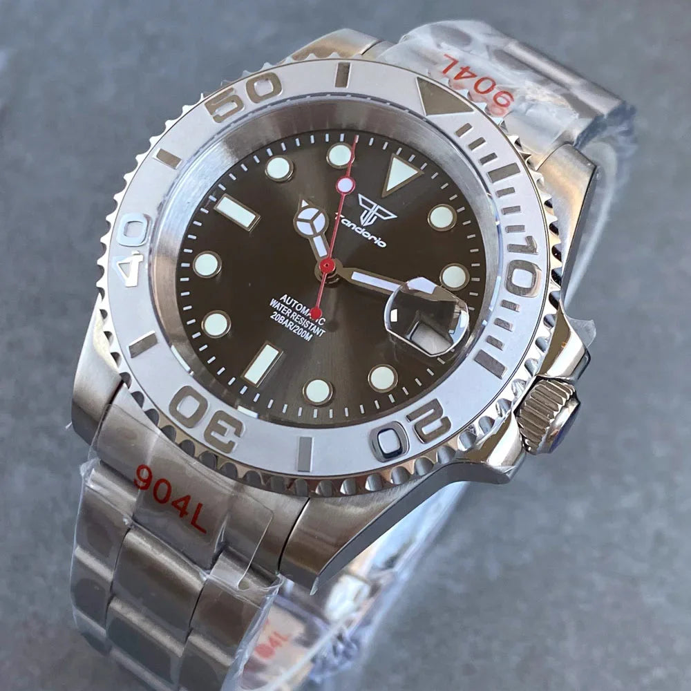 Tandorio Diving SUB Sunburst NH35A Mechanical Watch  Glass Backcover 40MM T243