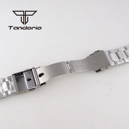 New Curved End Stainless Steel Watch Bracelet Folding Clasp Fit for Tandorio 62mas Wristwatch