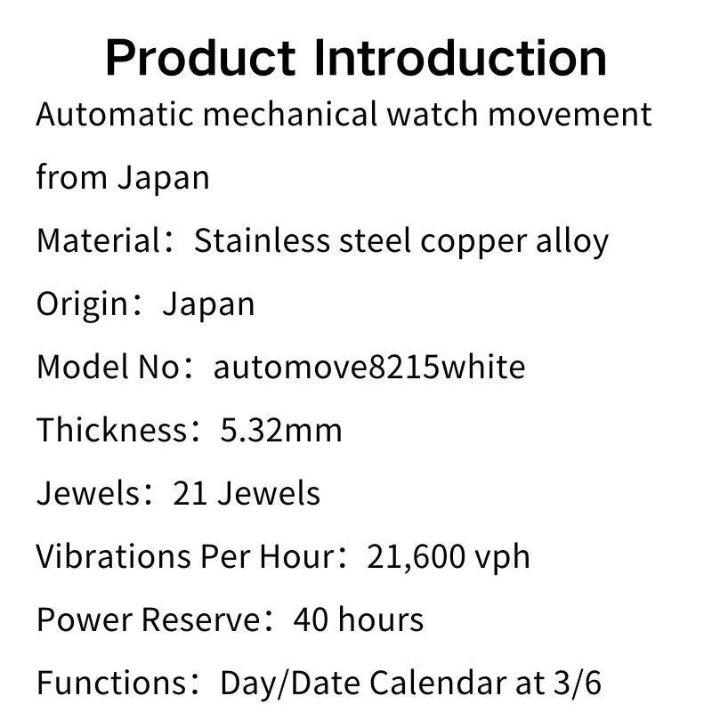 Japan Miyota 8215 Watch Movement 6H Day Automatic Replace Mechanism 21 Jewels High Accuracy Tool Parts Watch Accessories