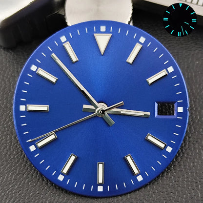 28.5mm Dial single/no calendar watch blue-green/green luminous dial hands fit for N H35/E2815/E2836 movement watch accessories