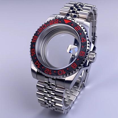 40mm SUB Case NH35 Sliver with Sapphire Crystal 120 Click Compatible with NH34/NH35/NH36 Movements Water-Resistant 28.5mm Dial