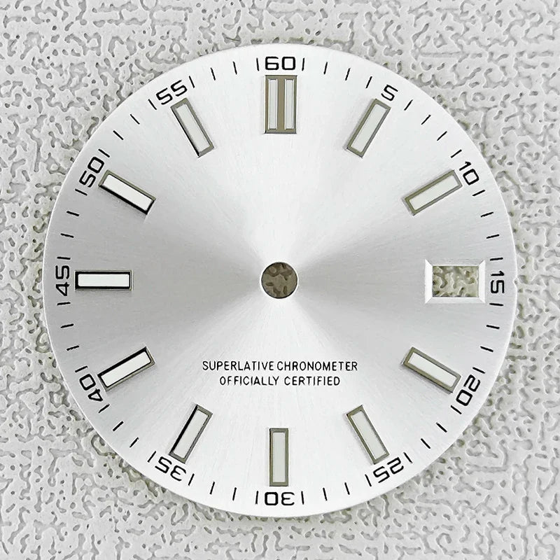 28.5mm double bar date window Watch Dial With Watch Hands Date Just Luminous Sunray Fit NH35 NH36 Watch Faces Automatic Movement