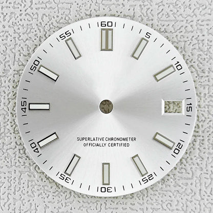 28.5mm double bar date window Watch Dial With Watch Hands Date Just Luminous Sunray Fit NH35 NH36 Watch Faces Automatic Movement