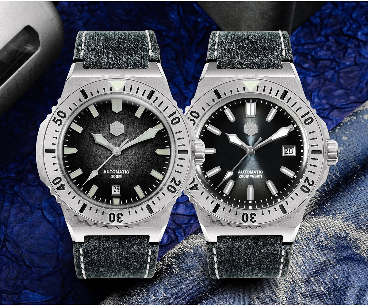 San Martin Diver SN0055G 42mm PT5000 SW200 Automatic Watch AR Sapphire 20Bar BGW-9 Lume