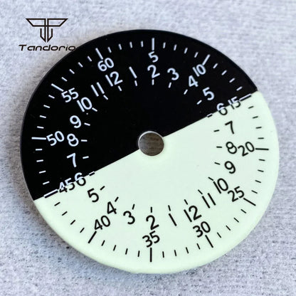 29mm Watch Dial Black White Two Tone Face  Hands Accessories NH34 Mechanical GMT Watches Mod Parts Arabic Numerals Green Lume