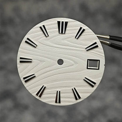 28.5mm Green Luminous Watch Dial Wood Texture Watch Faces Replace Accessories for SKX007 NH35/NH36/4R/7S Movement Watch Parts