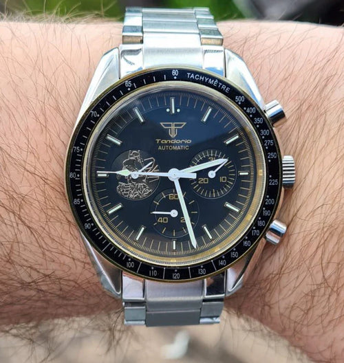 Tandorio 40mm Speed master Automatic  NN3836 Movement Chronograph Date Week Hardlex 5Bar