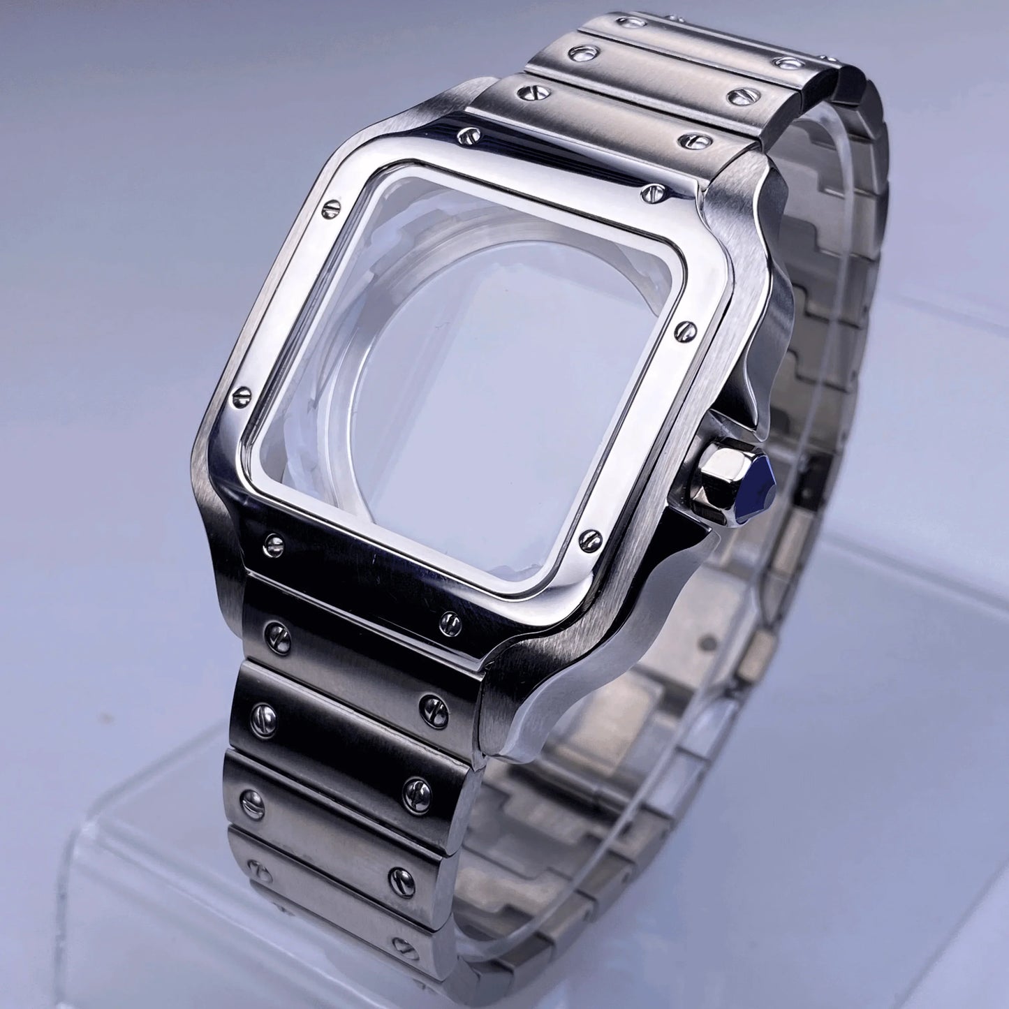 38mm NH35 Square Watch Case 316L Stainless steel Watch Accessories Santos Modification Parts for NH35 4R35 NH36 4R36 Movements