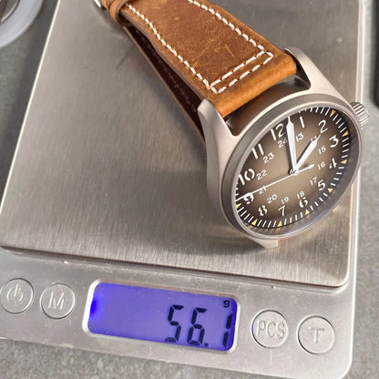 Tandorio 39mm Titanium Pilot NH35 Sapphire 20bar gray dial TD153