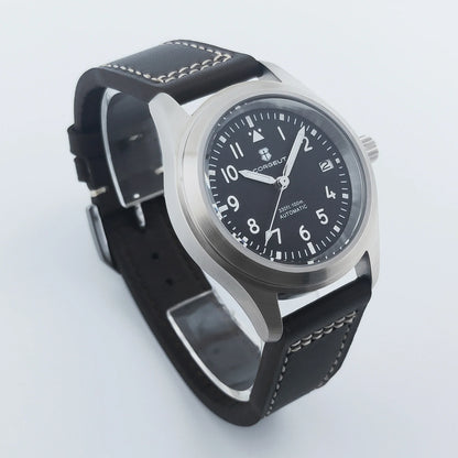 PVD Pilot Watch Sterile for Custom logo 39MM Sapphire 10Bar NH35 automatic glass back