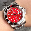 Tandorio Submariner Watch TD203R NH35A Red Sunburst 40mm 200M Diver Rotating Bezel Sapphire
