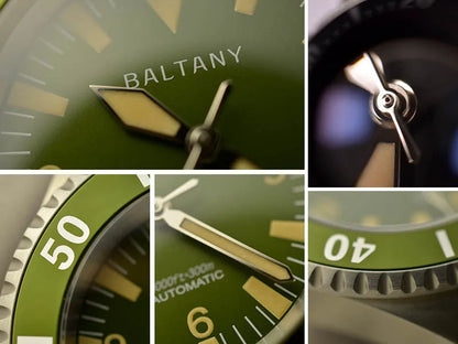 Baltany 42mm Diving Watch Man S3026 NH38 Automatic Watch SapphireCrystal Waterproof StainlessSteel Retro Mechanical Wristwatches