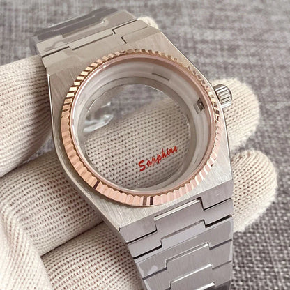 40mm PRX Case Silver Fluted 100m Waterproof For Super Player Sapphire Glass Watch Case Fit NH34 NH35 NH36 NH38 Movement