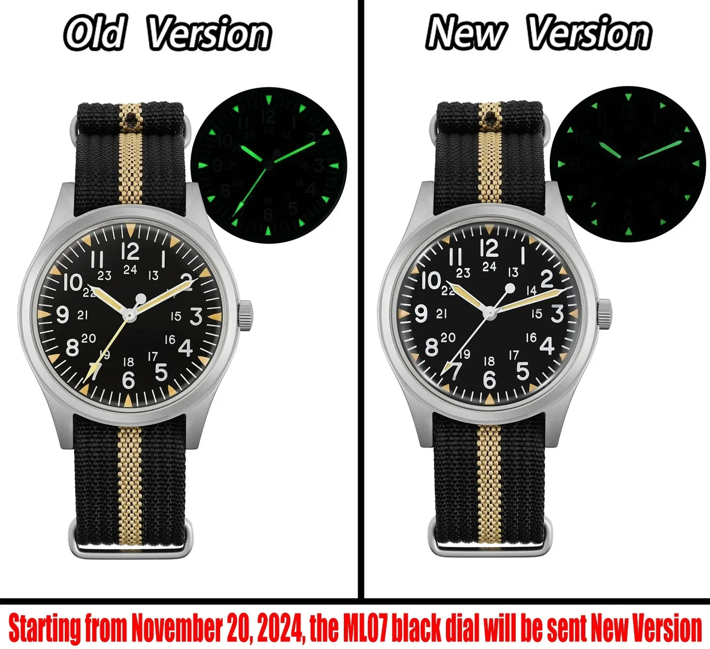 Militado ML07 Military Watch VH31 Quartz Sapphire Luminous AR Coating 10bar