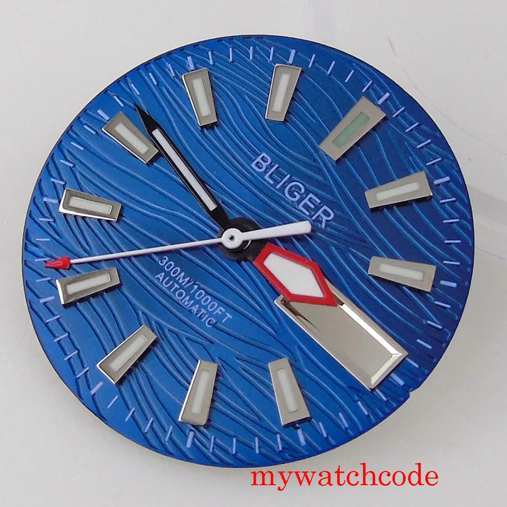 29mm Sterile Black Green Blue Grey Watch Dial Date Day Window Fit NH36A Movement Luminous Hands High Quality Parts