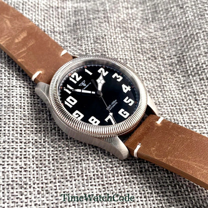 Tandorio Fluted Pilot Watch TD117A 20BAR  NH35 PT5000 Roman Numerals Sapphire 39mm