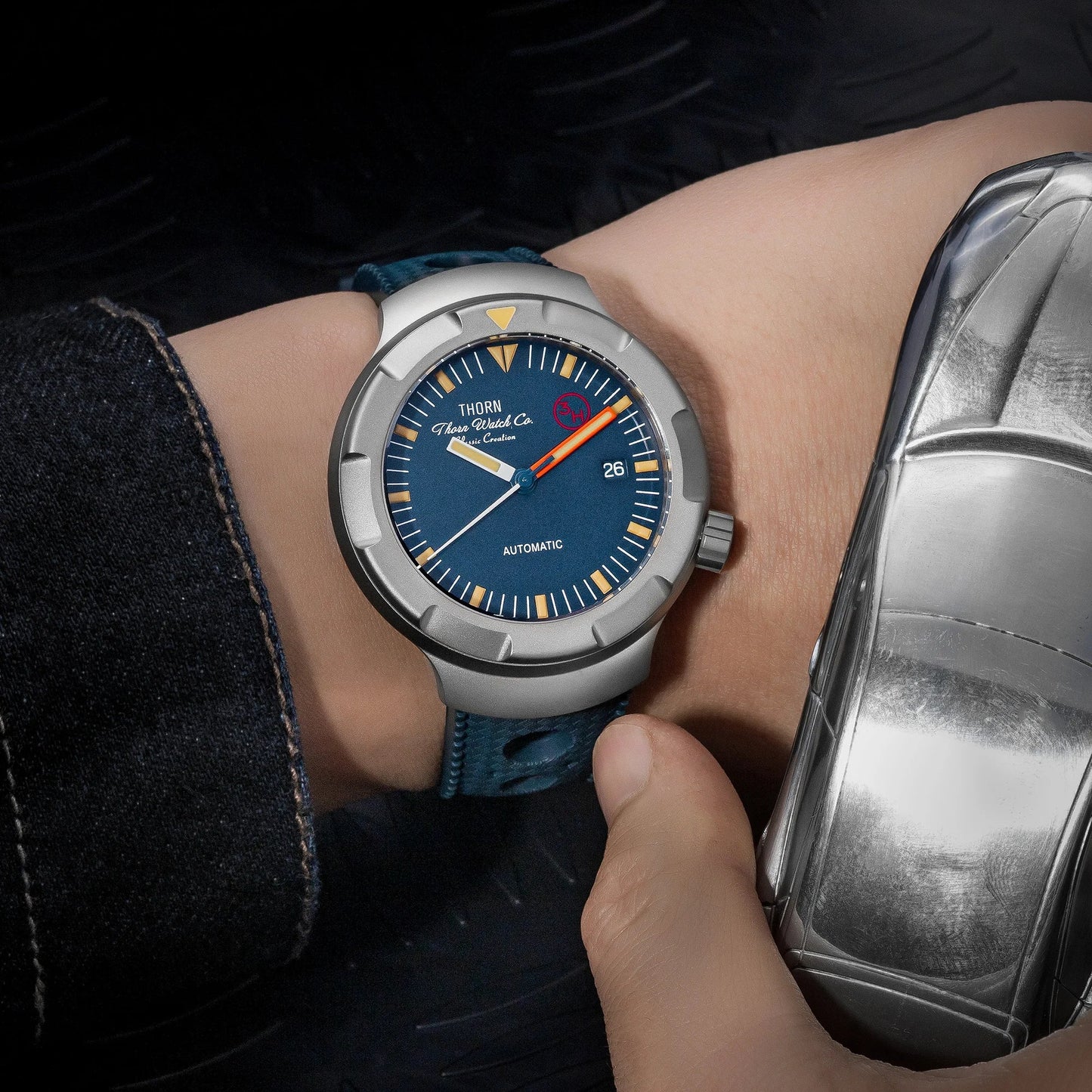 Thorn 42mm Men's Retro Titanium Diver Watch PT5000 Automatic Movement Rubber Strap C3 Luminous 20Bar Water Resistance