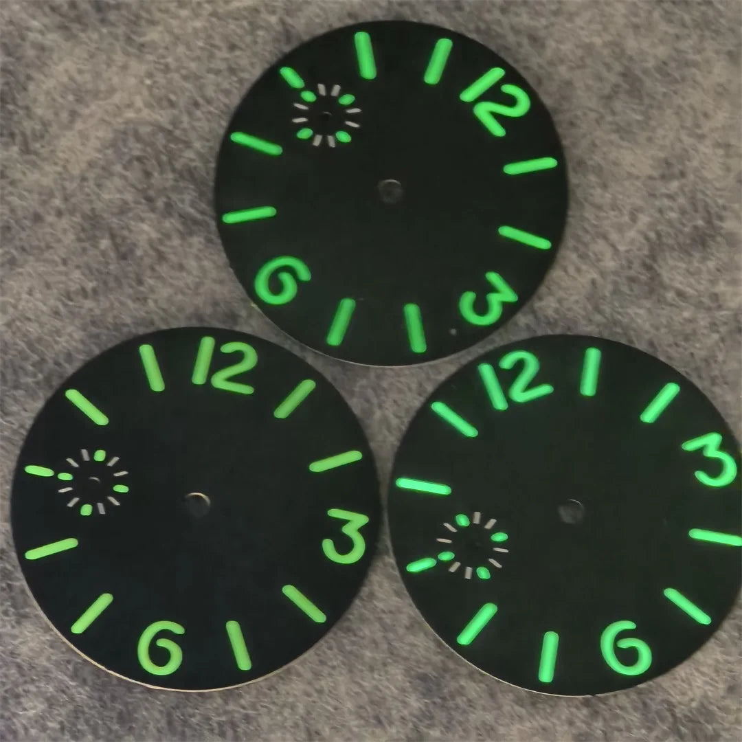36mm Watch Dial Green Luminous Watch Face Insert Parts Accessories for ETA6497/ Seagull ST36 Movement Watch Repair Parts