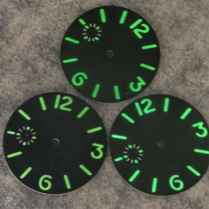 36mm Watch Dial Green Luminous Watch Face Insert Parts Accessories for ETA6497/ Seagull ST36 Movement Watch Repair Parts