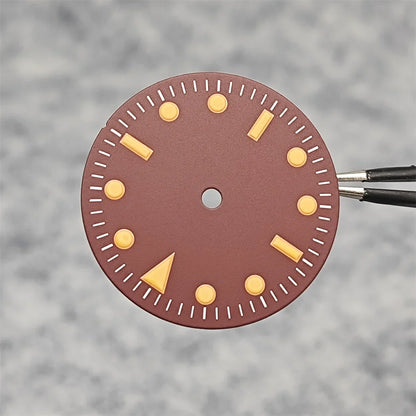 28.5MM Orange Scale Red Watch Dial No Calendar Window Without Date Watch Accessories No Luminous Suitable for NH35/8215/2836 Movement