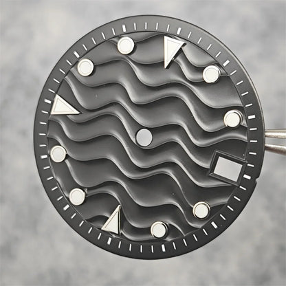 28.5mm Watch Dial Water Ripple Gradient Color Watch Faces Green Luminous Surface Man’s Watch Accessories for NH35 Movement