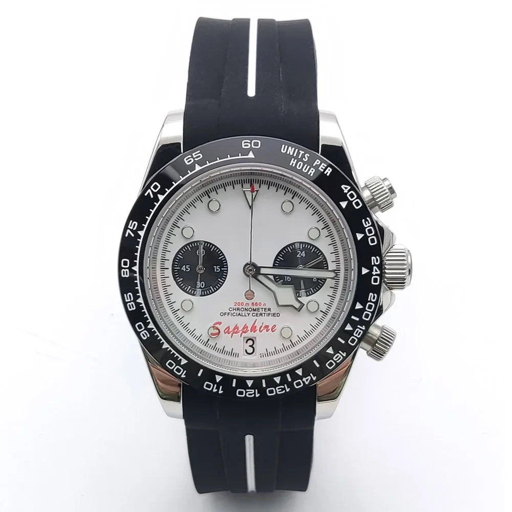 Sterile Chronograph Watch Customizable VK64 Quartz 40mm Panda Sapphire 39MM 5BAR
