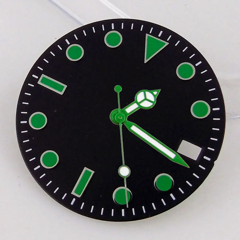 SU B Watch Part 28.5mm Watch Dial for NH 35 NH 36 NH 37 NH 38 NH 39 NH 70 NH 72 Di ver Wristwatch Parts Green/Black Index Repair Tool
