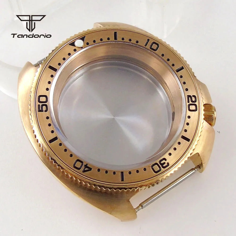 Cusn8 Solid Bronze Turtle Diver Watch Case 200M 44mm Sapphire Glass Rotating Bezel Fit NH35 NH36 ETA2824 PT5000 Automatic Movement