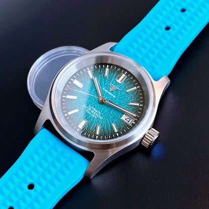 Tandorio Pilot watch 36mm TD105M Blue Red Multicolor Dial  NH35A Automatic 200M WR Luminous Sapphire