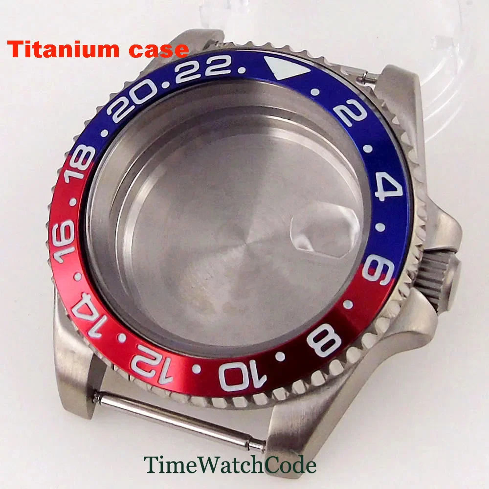 Titanium Watch Case 40mm Sub Diver  200m Waterproof Fit for NH35 NH36 ETA2824 PT5000 Antiallergry Sapphire Crystal Screw-in Crown