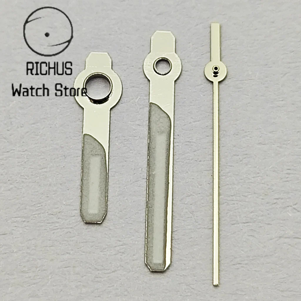 wide Silver Watch Hands Green Luminous Hands Fit NH35 NH36 NH38 NH70 NH72 Movement