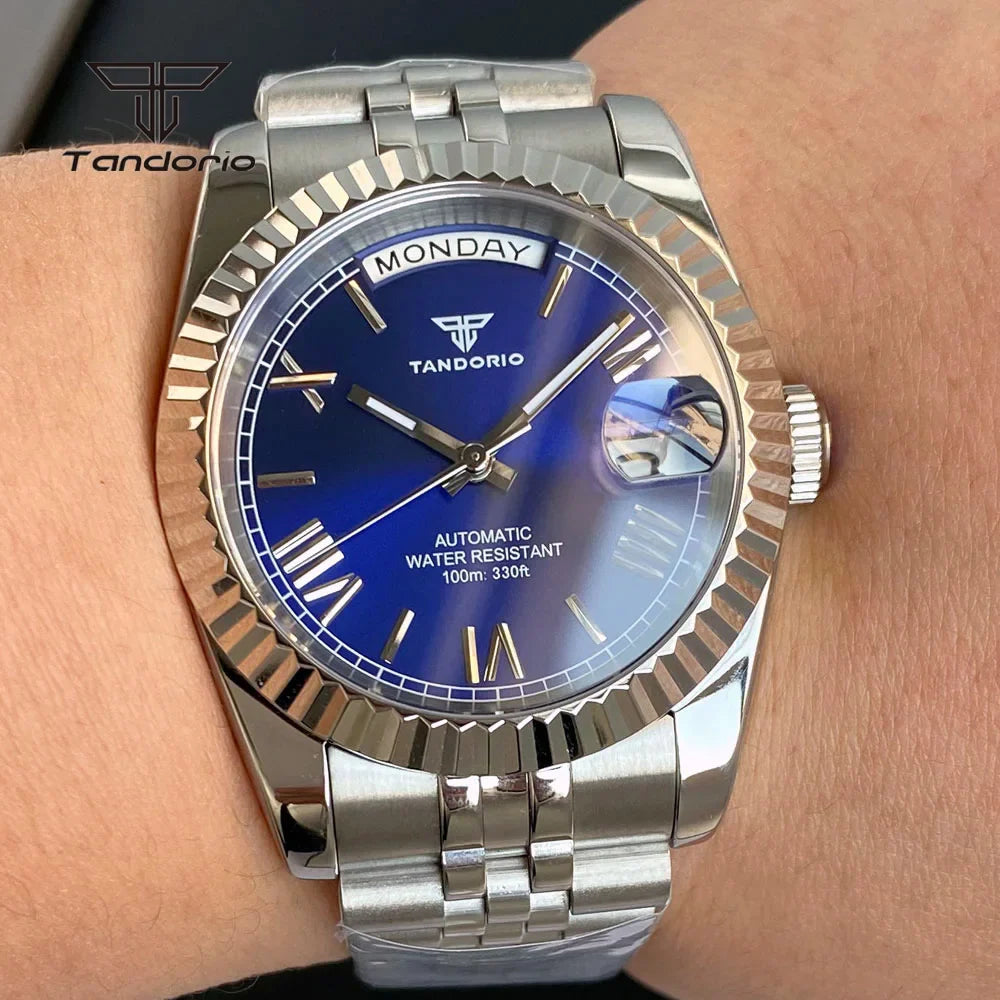 Tandorio Day Date Watch TD139 Seiko NH36 39mm / 36mm Sunburst Sapphire 10Bar