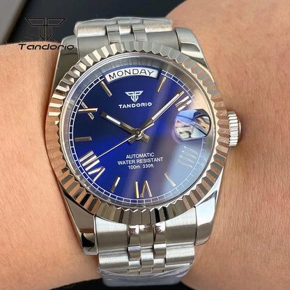 Tandorio Day Date Watch TD139 Seiko NH36 39mm / 36mm Sunburst Sapphire 10Bar
