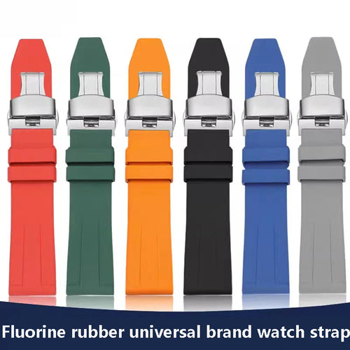 18mm 19mm 20mm  Fluorine rubber Watch Strap Men's  Silicone Bracelet For pilot flat lug diver