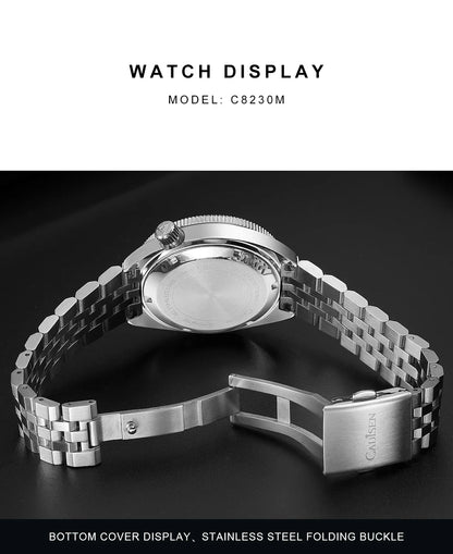 CADISEN C8230 Dive Watch Miyota 8215 Luminous Stainless steel AR Coating Sapphire 39MM 10Bar